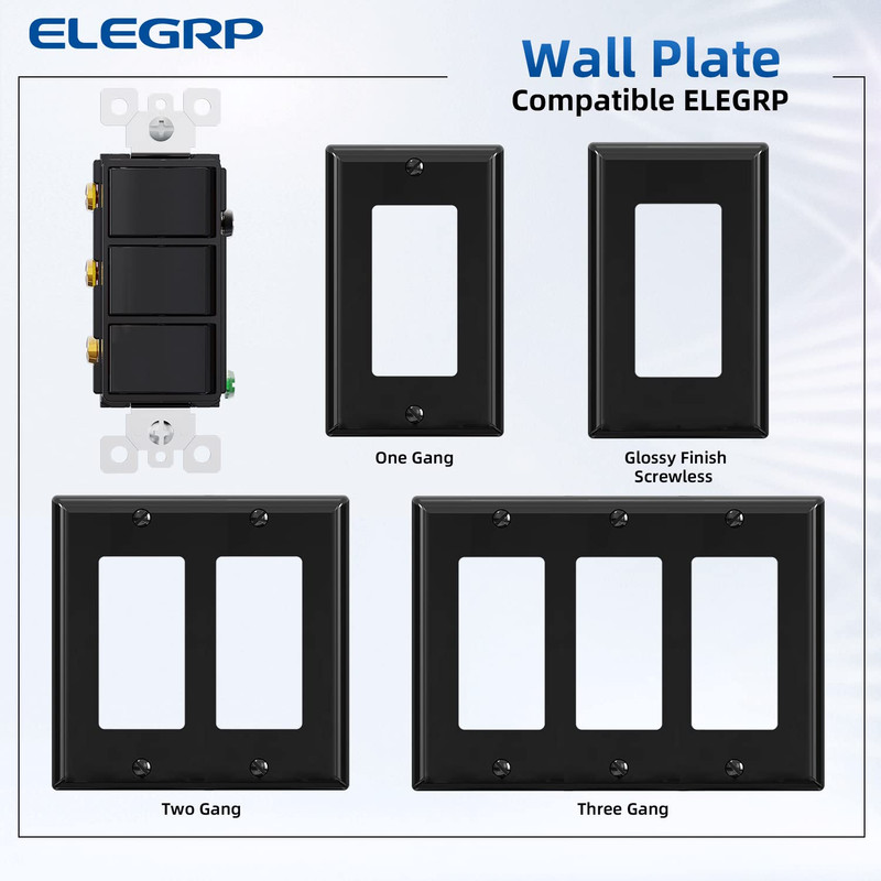 Decorator Triple Rocker Switch, Single Pole Electrical Paddle, 15A 120V In-Wall gallery
