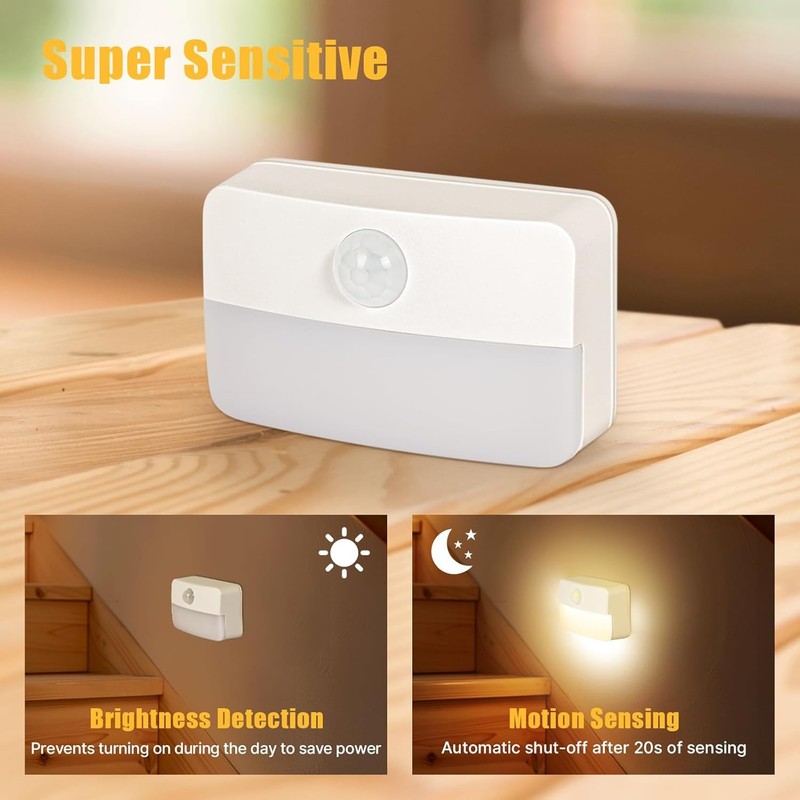 8 Pack Motion Sensor Stair Lights Indoor Battery Operated Wireless LED Night gallery