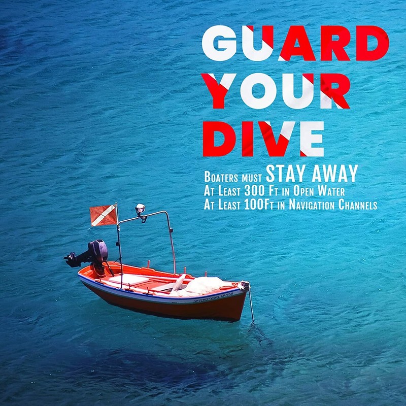 Anley Diver Down Warning Flag with Removable Stiffening Pole Diving Flags Nylon gallery