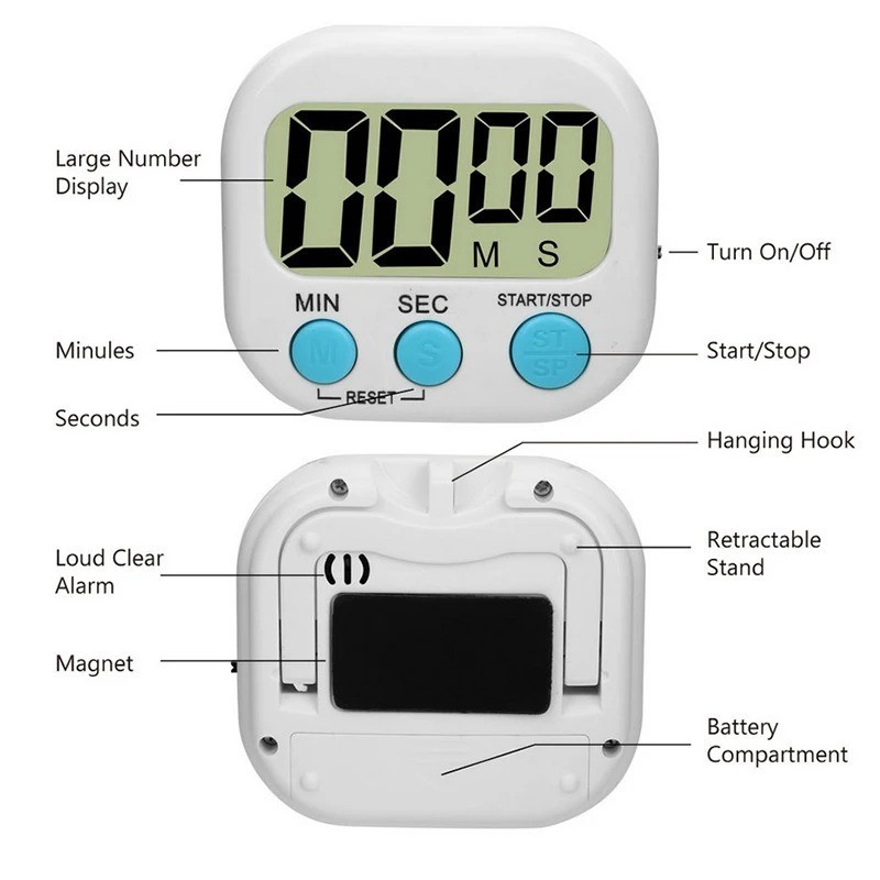Digital Kitchen Timer Magnetic Countdown Alarm Clock Stopwatch Cooking Study gallery