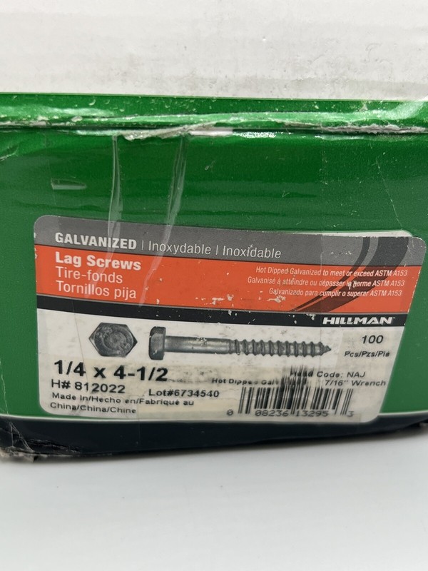 812022 Hot Dipped Galavanized Hex Lag Screw, 1/4 x 4-1/2-Inch, The Hillman Group gallery