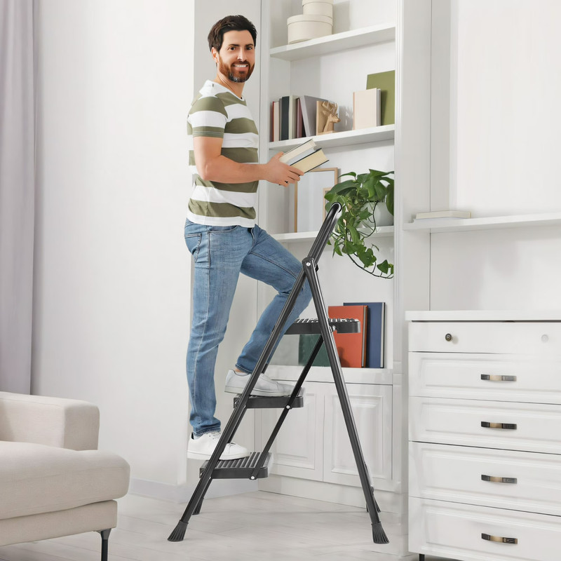 3 Step Ladder Folding Step Stool 800lb Capacity Heavy Duty gallery