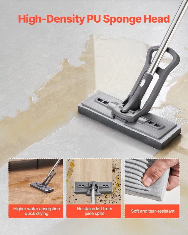Sponge Mop, High-Density PU Sponge Mop with 1 Pcs Sponge Mop Replacement , Easy gallery