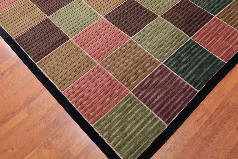 5'6" x 8' Hand Knotted High Low Loop & Cut pile 100% Wool Tibetan Area rug Black gallery