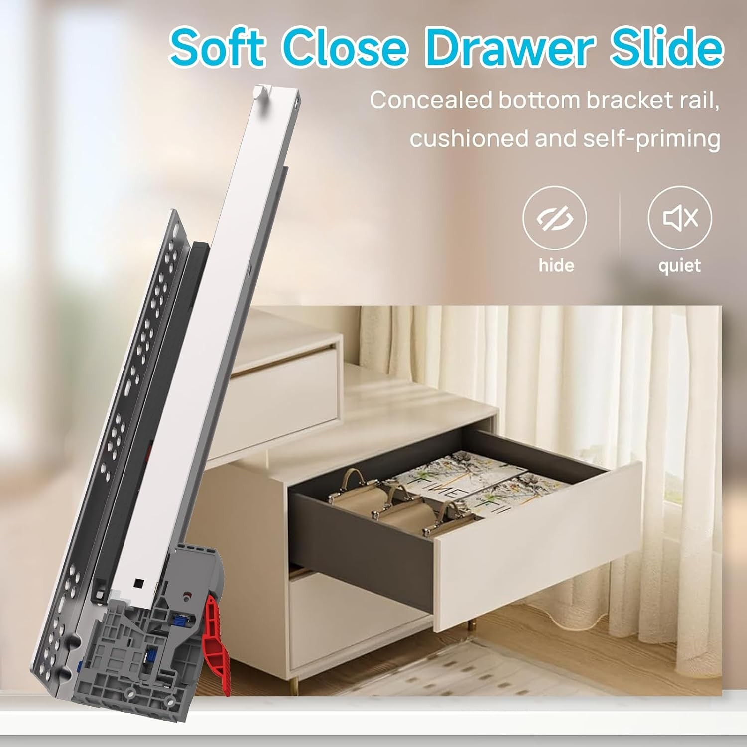 Undermount Soft Close Drawer Slides Full Extension 3D Locking 24 Inch 6 Pair gallery