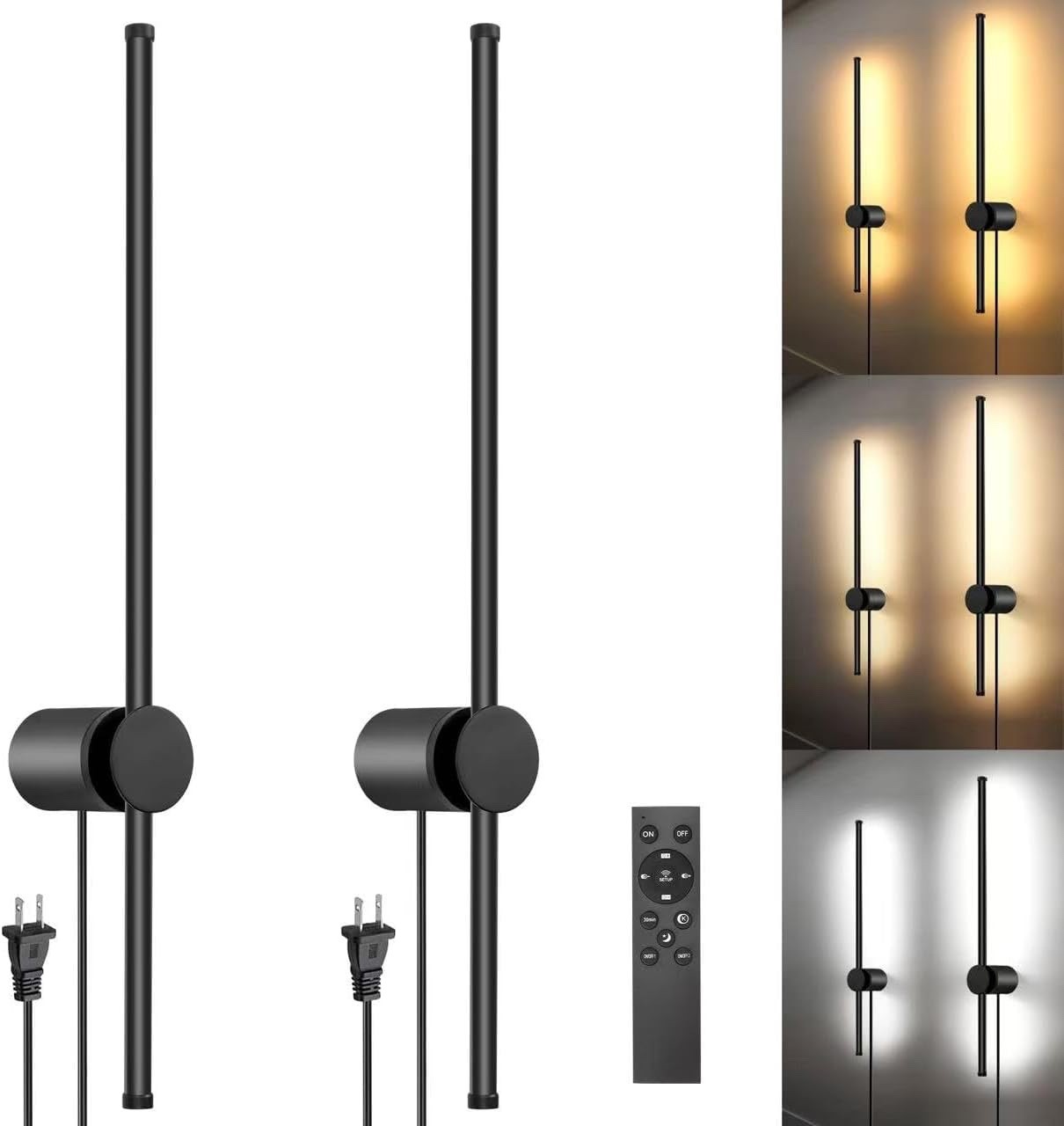 Multi-position Wall Ligh - Two Pack with Remote, 3000K-6500K & Stepless Dimming gallery