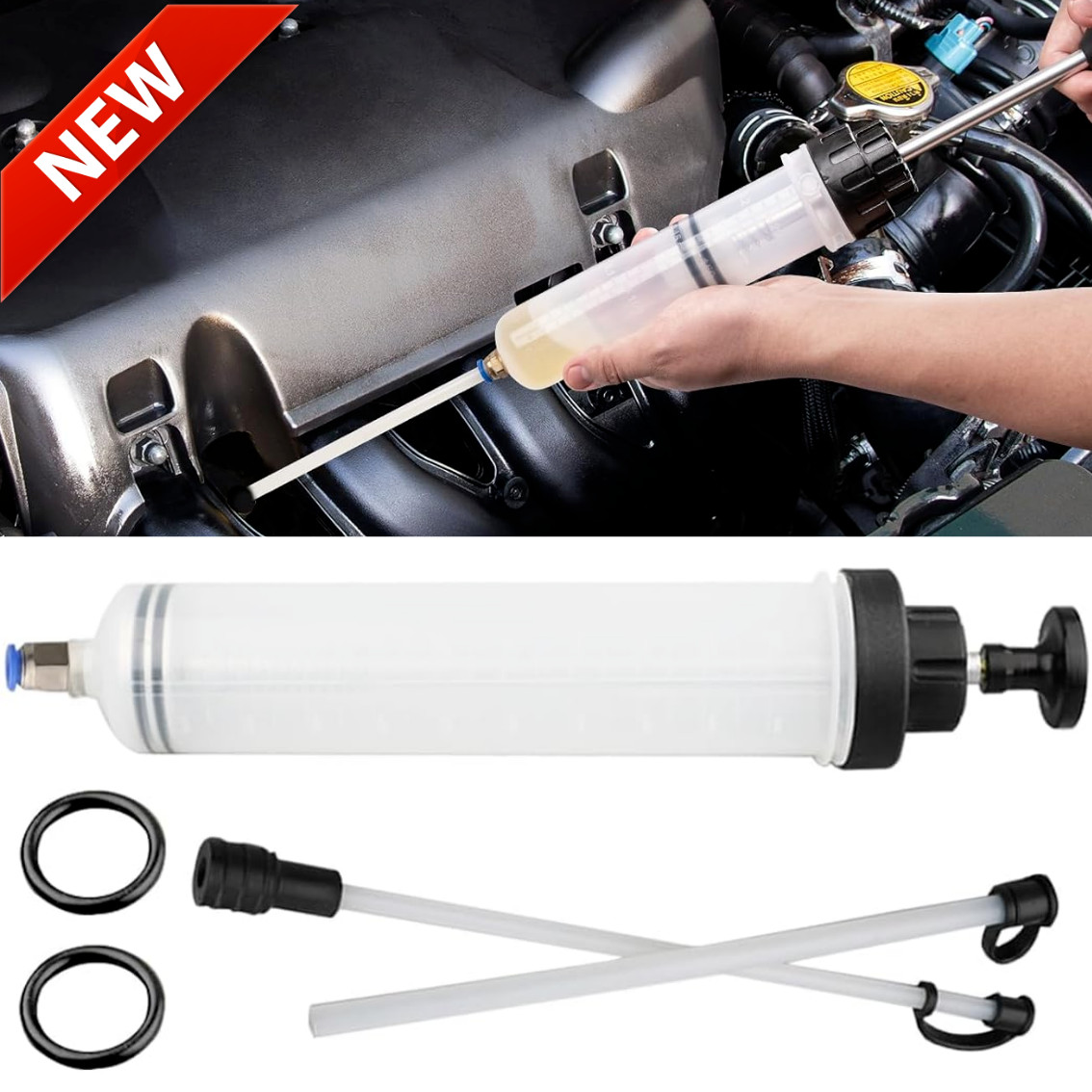 Automotive Fluid Extractor Pump Oil Change Syringe With Hose Manual Fuel Suction gallery