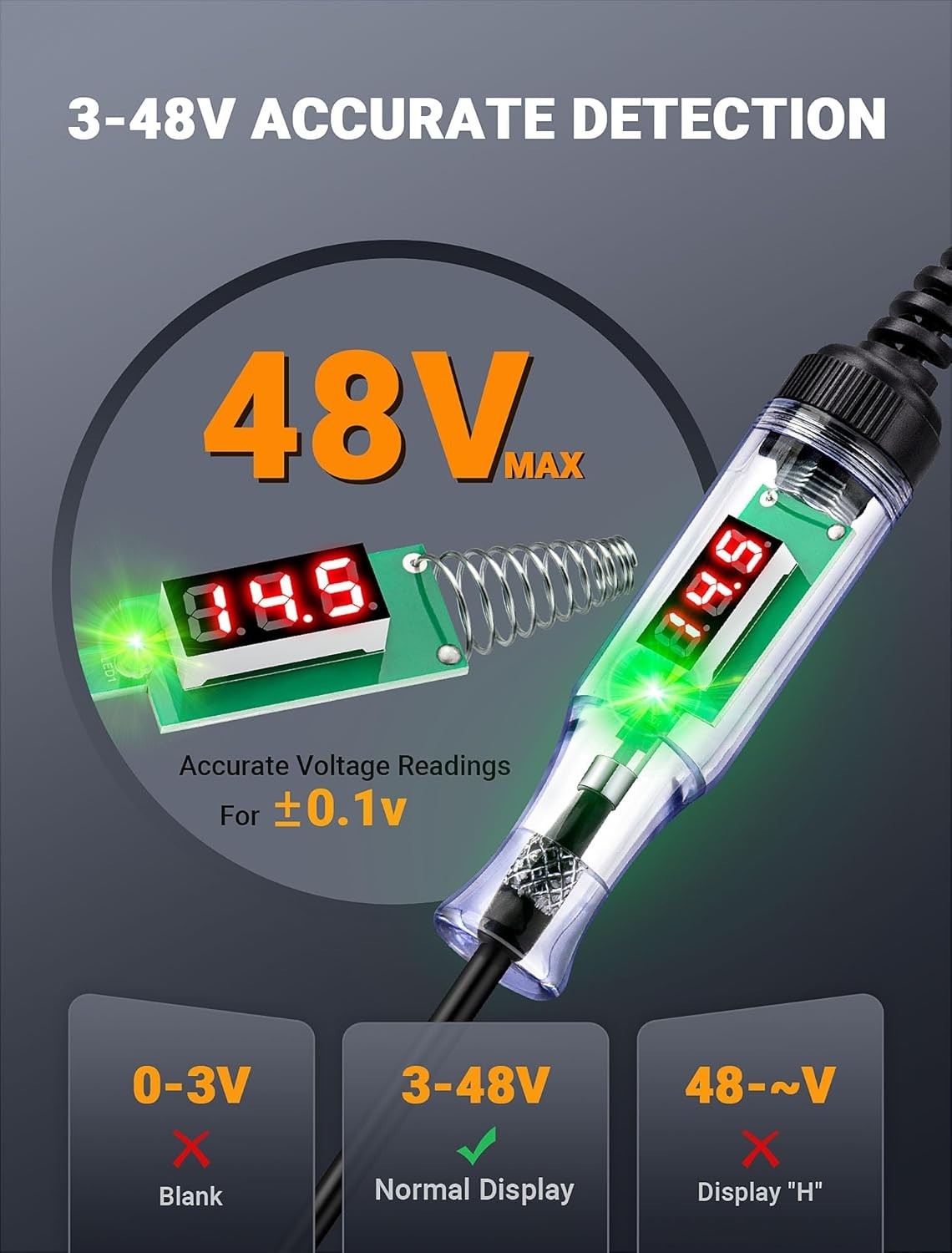 Automotive Test Light with 3-48V LED Digital Display, Automotive Circuit Tester gallery