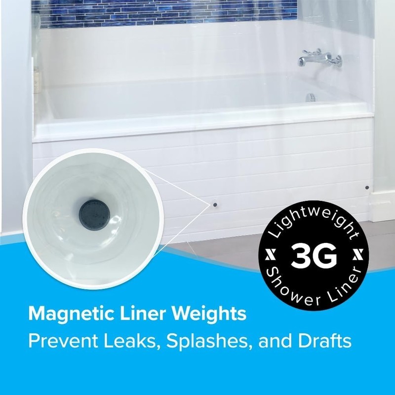 White Mildew Resistant Lightweight PEVA Shower Curtain Liner (70" x 72") gallery