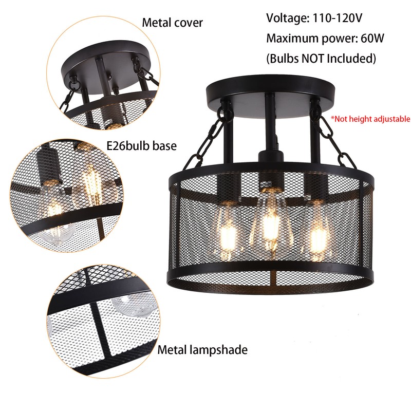 3 Light Farmhouse Loft Rustic Chandelier Pendant Ceiling Light Fixture Lamp gallery