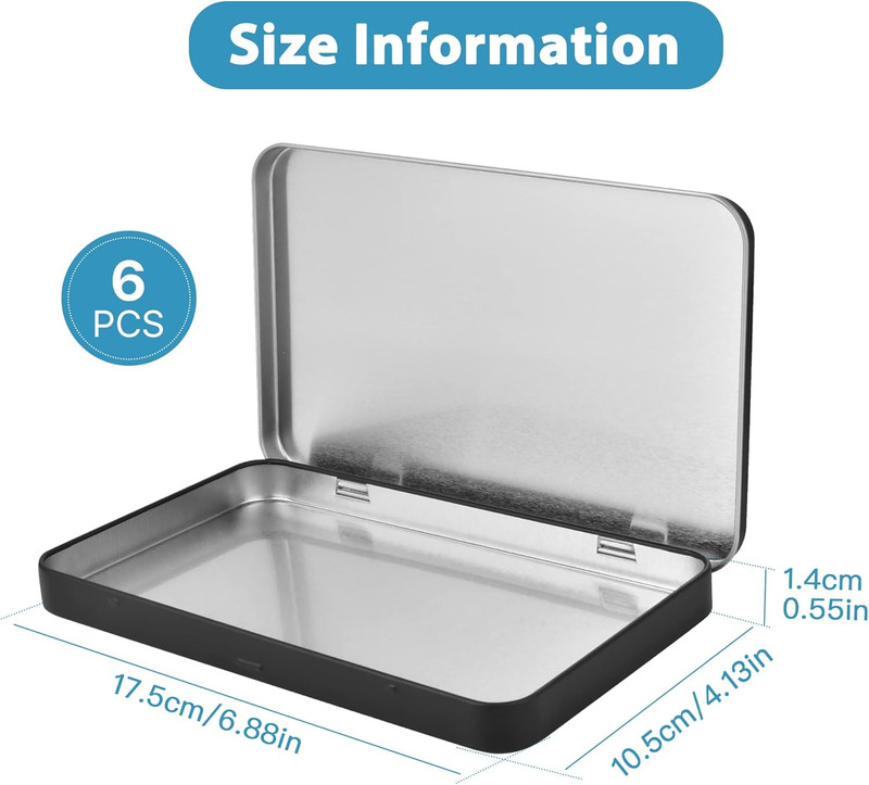 6 Pcs Metal Rectangular Hinged Tin Boxes with Lid, Mini Portable Empty Box Conta gallery
