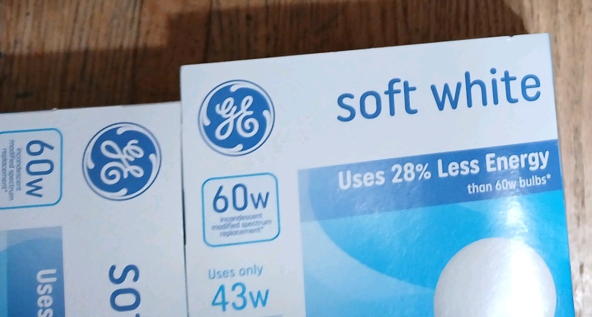 GE Soft White OLD STYLE Bulbs 60W Replacement 43W A19 Warm Light 4 Pack NOS gallery