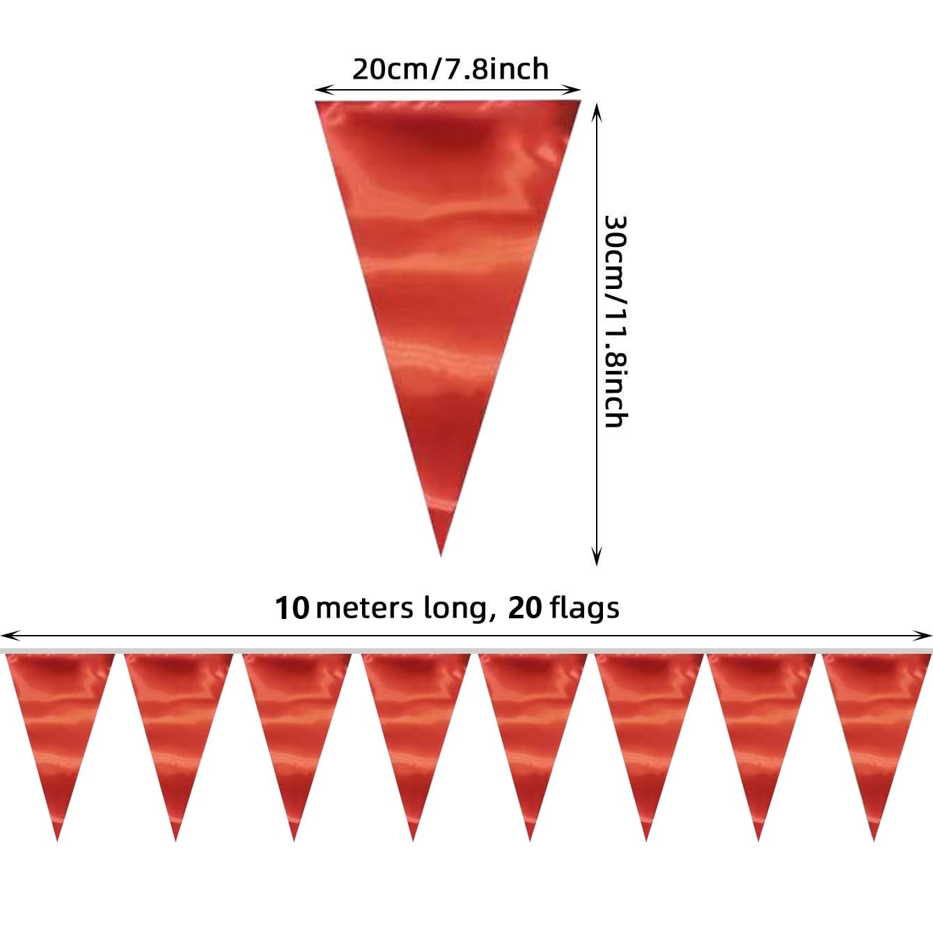 40M/130FT Red Triangle Pennant Banner Flag Metallic Fabric Bunting Garland fo... gallery
