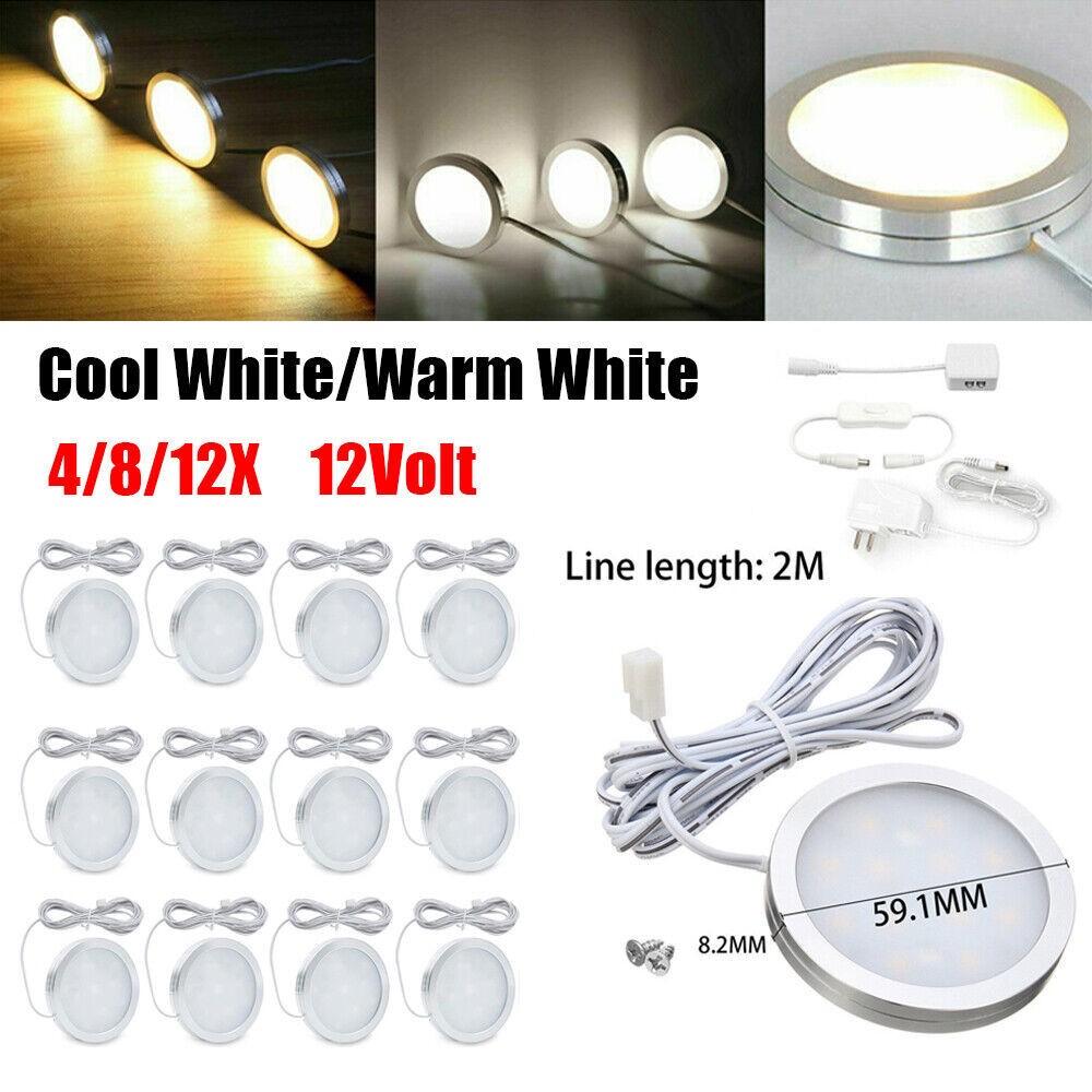 Under Cabinet Lighting LED Kit Kitchen Counter Closet Shelf Puck Light Hardwired gallery