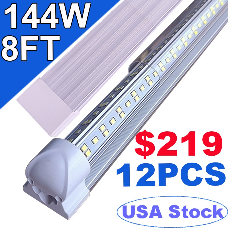 8Ft LED Shop Light 144W 4 Row 96 Inch Cooler Door Freezer LED Tube Fixture 12 PC gallery