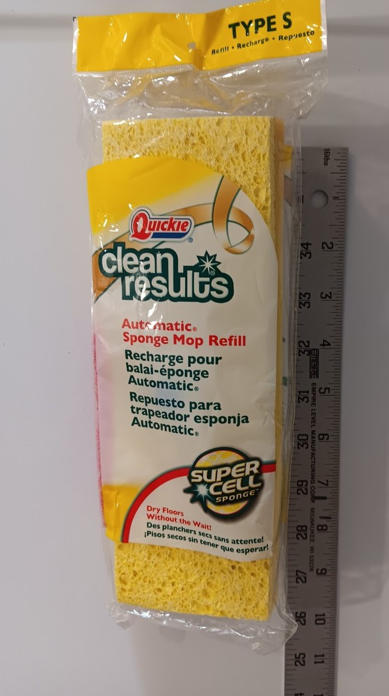 Quickie Type S Refill Clean Results Automatic Sponge Mop Super Cell Sponge New