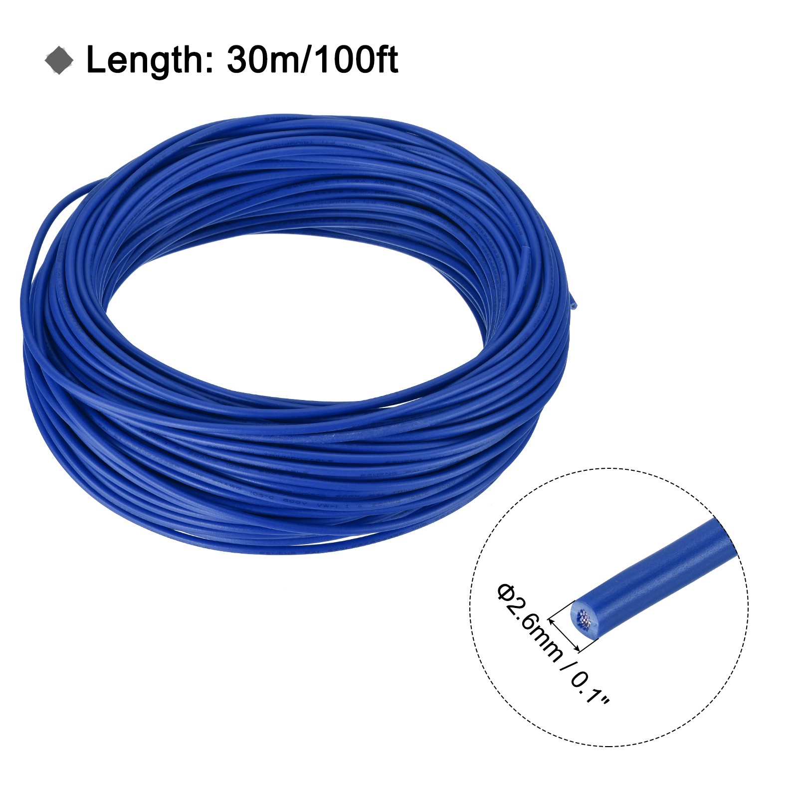 20AWG 20 Gauge Stranded Hook-Up Wire PVC Tinned Copper Wire 30m/100ft Blue gallery