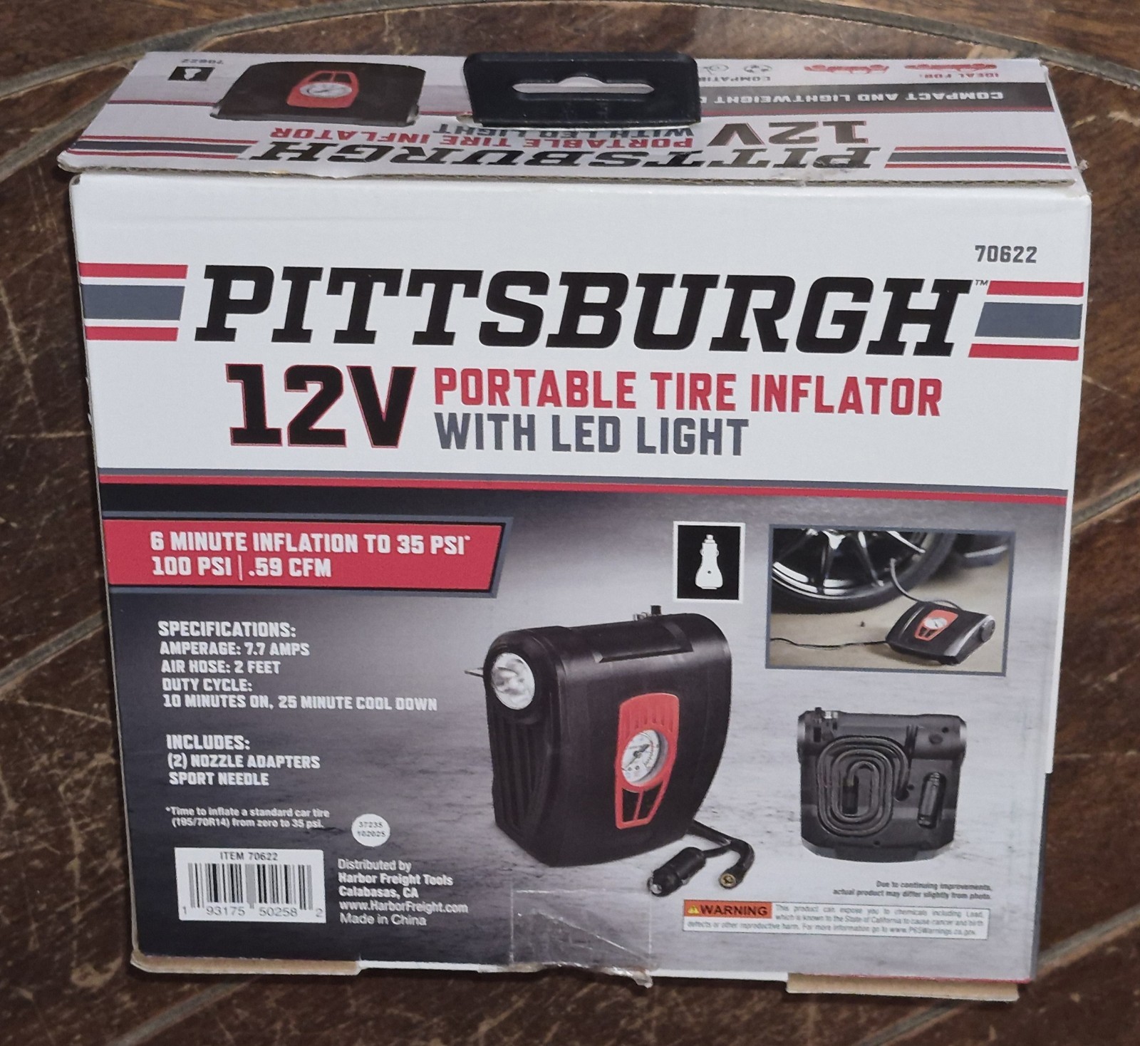 Pittsburgh 12V Portable Inflator with LED Light *Compact & Lightweight* #70622 gallery