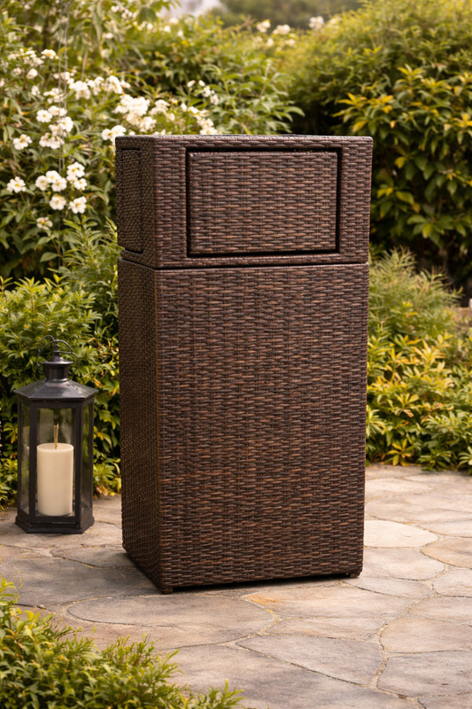 Stylish & Durable Waste Solution Casablanca Outdoor Trash Bin, Wicker gallery