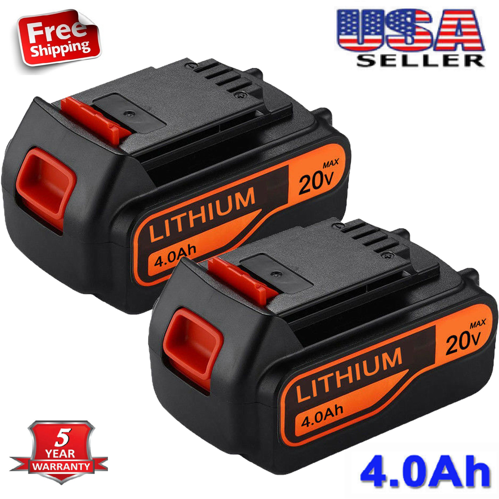 2X 4.0Ah LBXR20 20V Matrix Lithium Ion Battery LCS1620 LDX220 for Black & Decker gallery