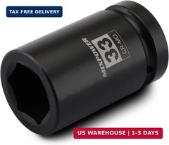 MIXPOWER 1 Inch Drive Deep Impact Socket, CR-MO, 33mm, 6 Point, Radius Corner De
