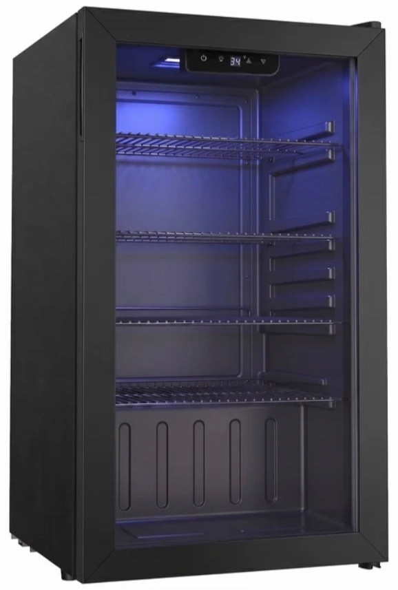 130 Can Beverage Refrigerator and Cooler with Glass Door for Home, Black gallery