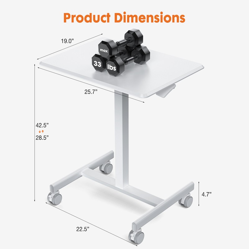 Standing Desk Adjustable Height, Rolling Desk, Small Study Desk, Mobile Table gallery