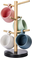 Bamboo Mug Holder Tree, Thicker Base Coffee Cup Holder Stand for Counter, Mug Ra