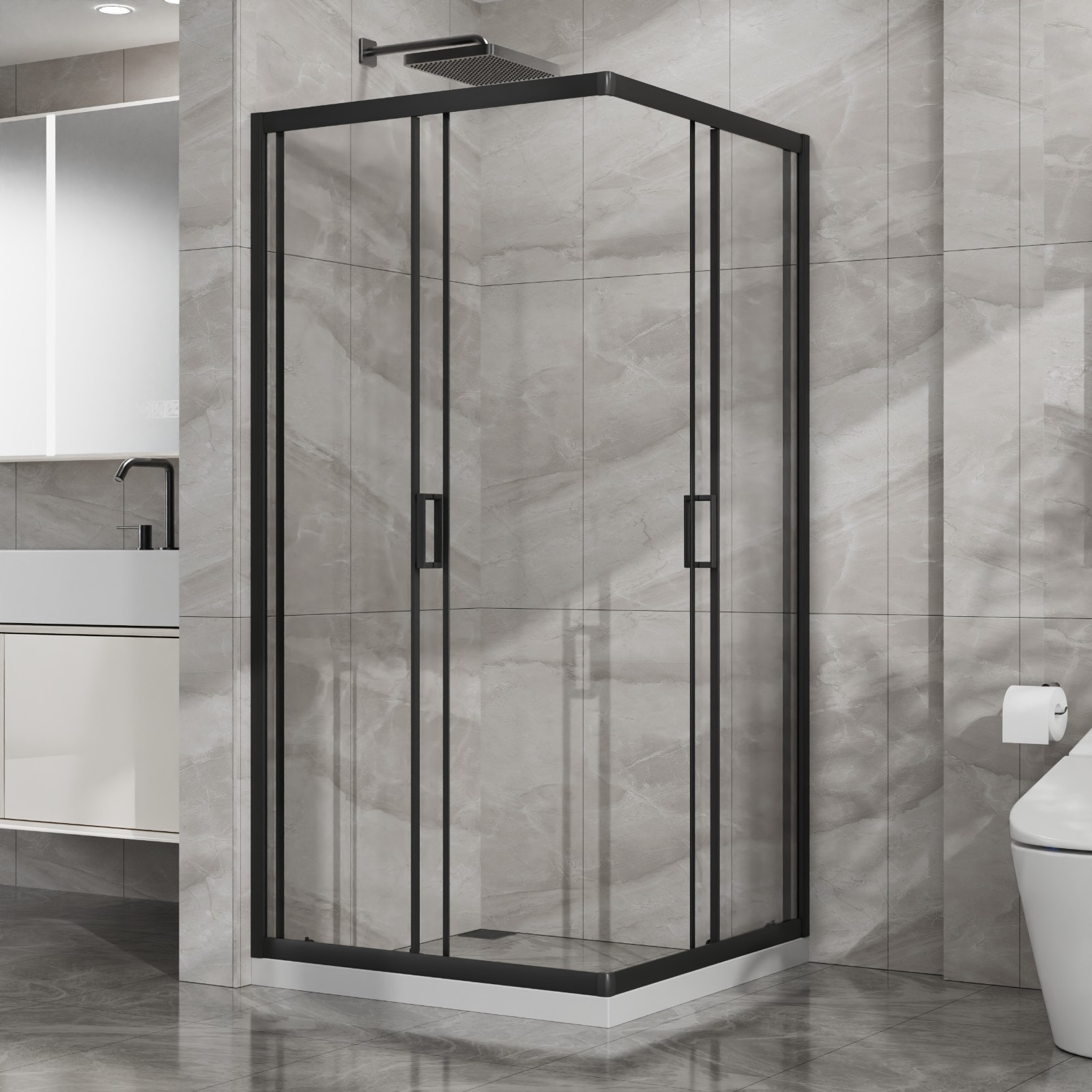 36"x36"x72"Corner Shower Door Shower Enclosure Sliding Tempered Glass, W/No Base gallery