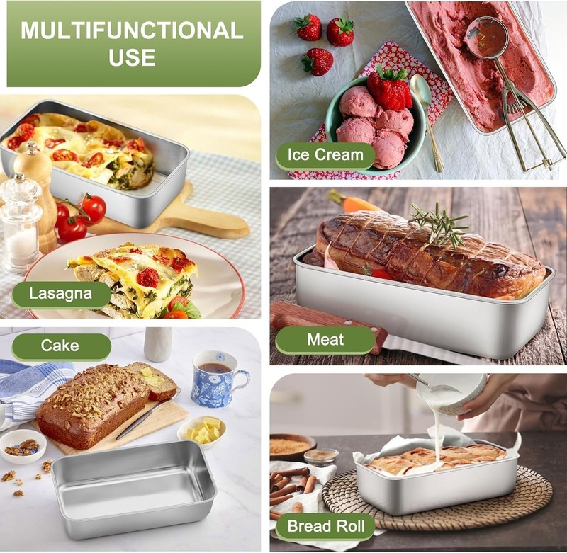 Loaf Pan Set, 9 x 5 Inch Bread Pans, Stainless Steel Loaf Toast Baking Pans F... gallery