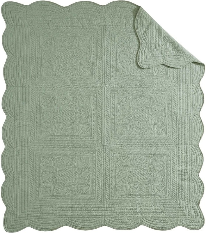 Throw Blanket Scalloped Edges Seafoam Decorative Polyester Quilted Chair Cover gallery