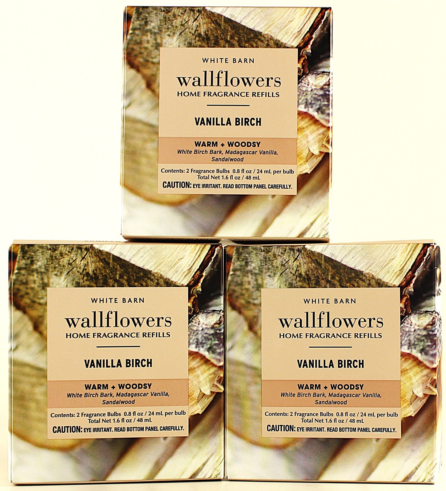 QTY 6 - Bath & Body Works VANILLA BIRCH Wallflowers Home Fragrance Oil Refills gallery