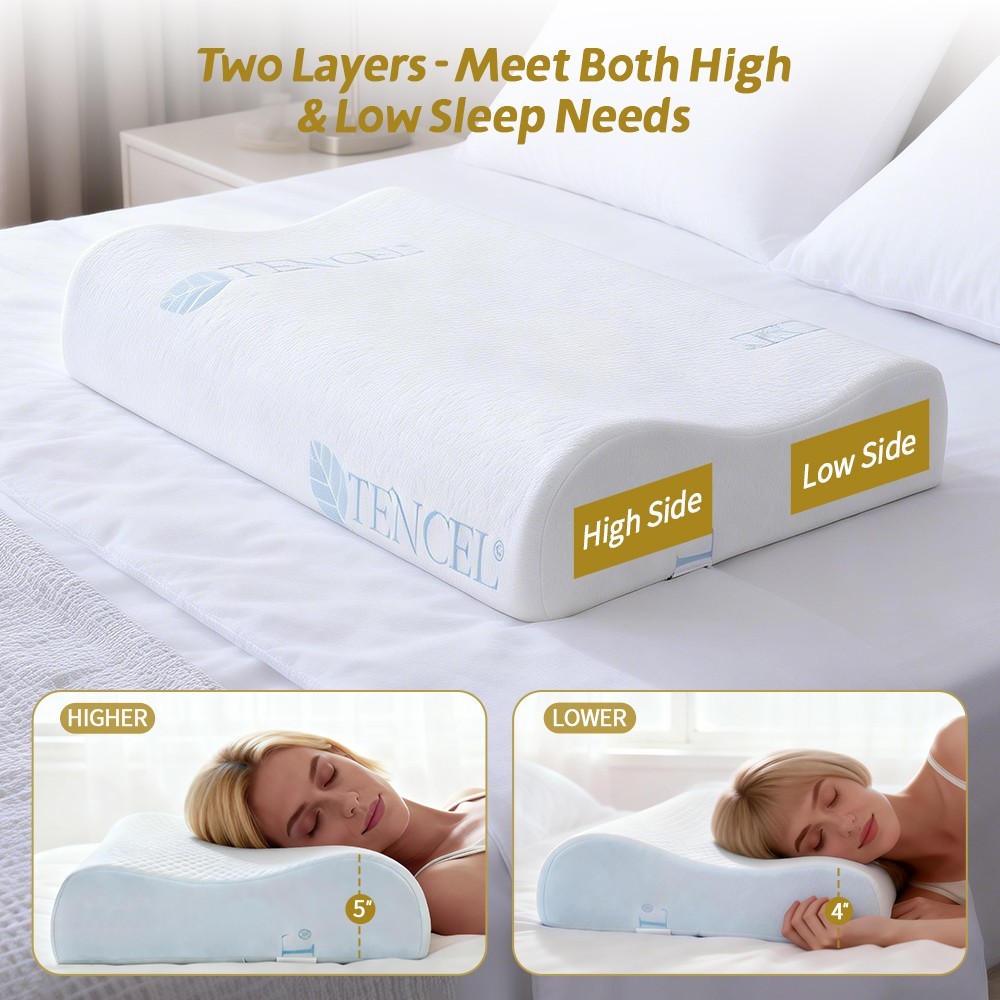 Orthopedic Contour Memory Foam Pillow Cervical Bed Pillow for Pain Relief gallery