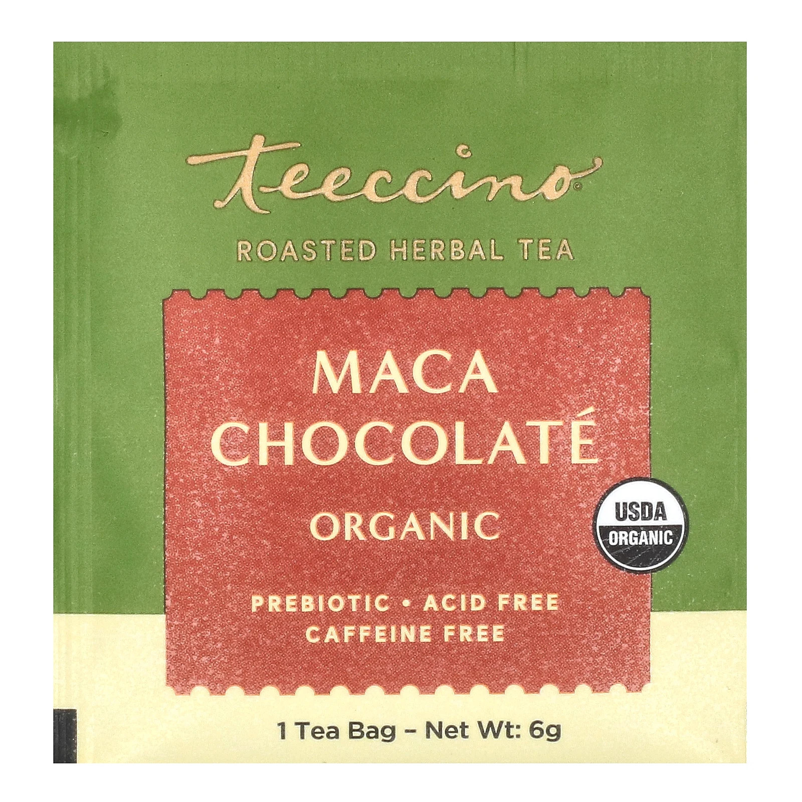 Organic Roasted Herbal Tea, Maca Chocolate, Caffeine Free, 10 Tea Bags, 2.12 oz gallery