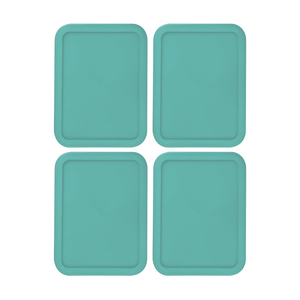 Replacement Lids for Pyrex 7212-PC 11-Cup Rectangle Turquoise 8" x 9.75" 4-Pack