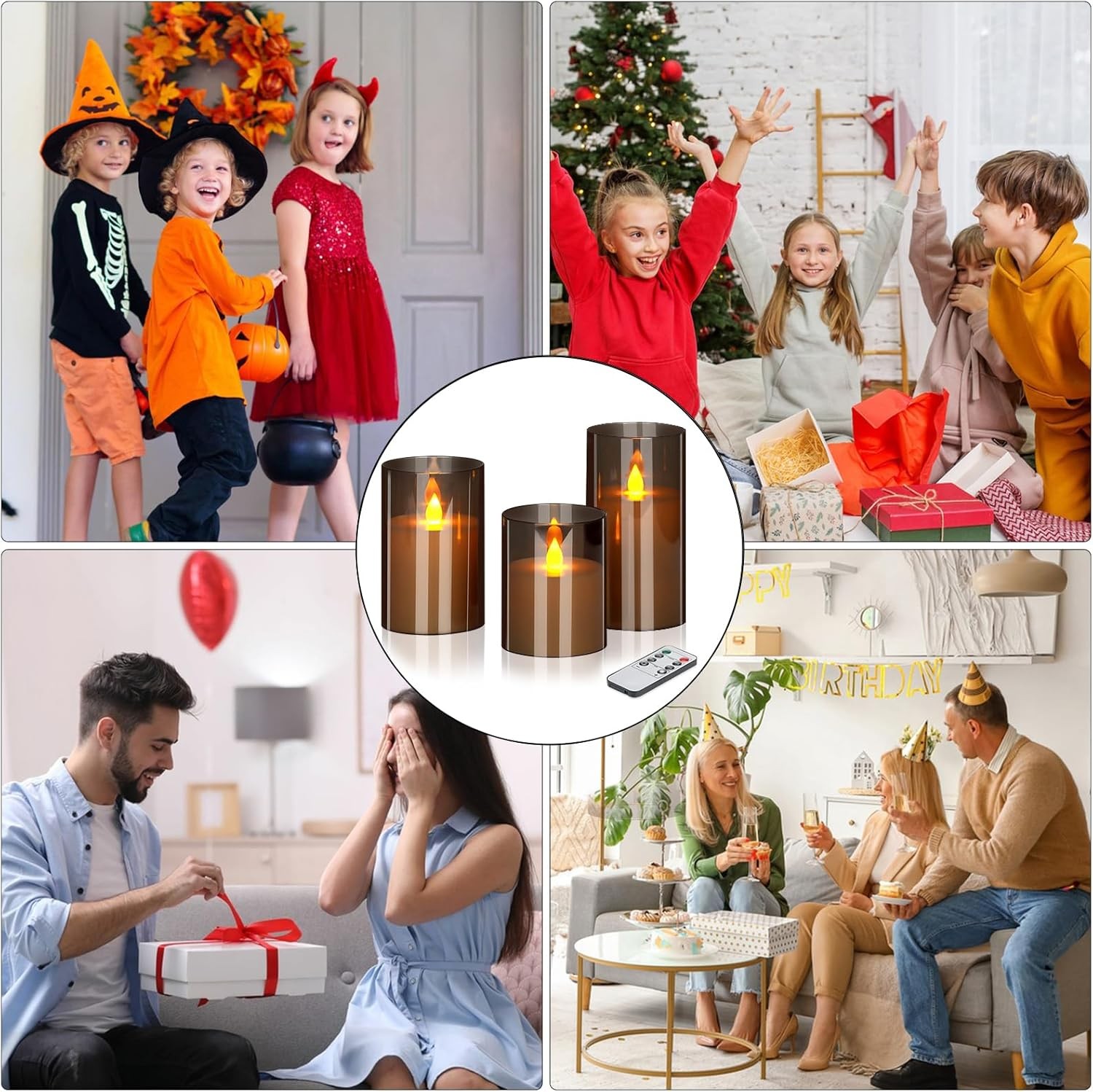 Flameless LED Candles with Remote Set of 3 Warm Light 3 Pack, Gray gallery