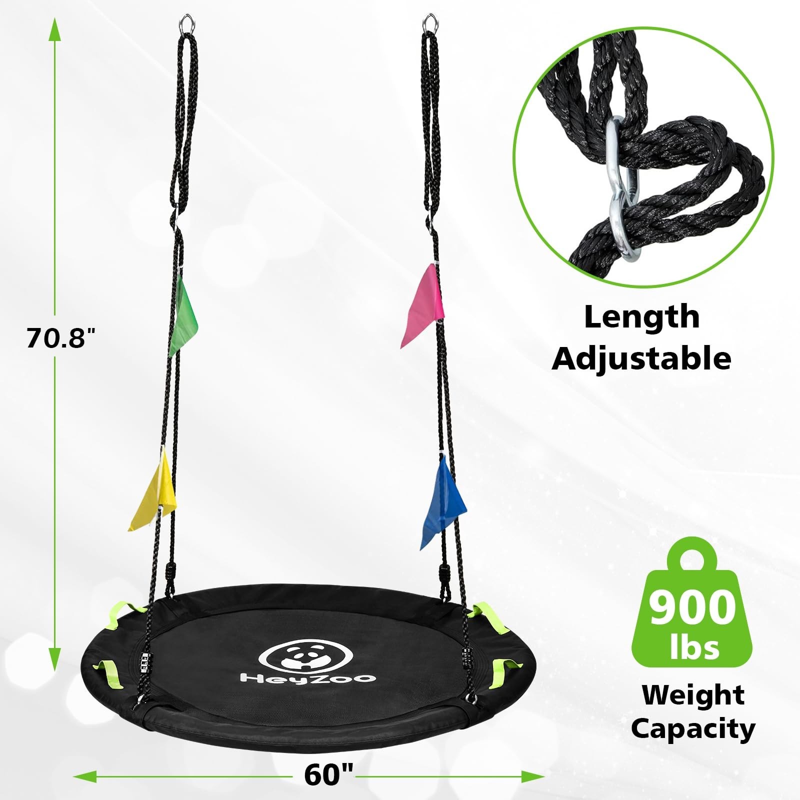 HeyZoo Tree Swing, 60 inch Larger Saucer Swing for Whole Family, 900lbs Weigh... gallery