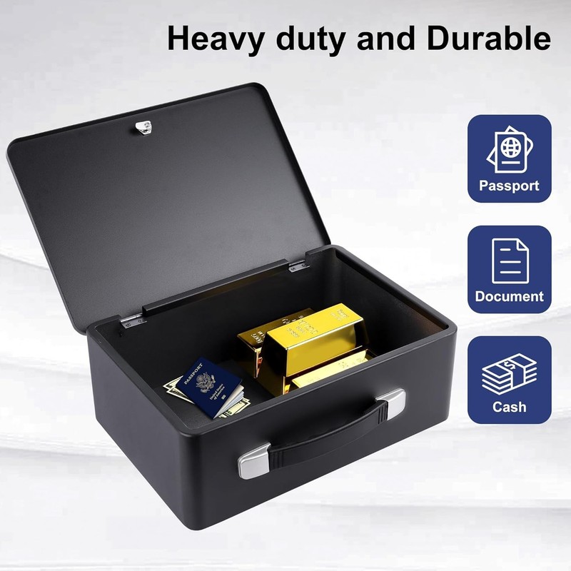 Fire Resistant Document Box with Key Lock Fireproof Safe Storge Security Chest gallery