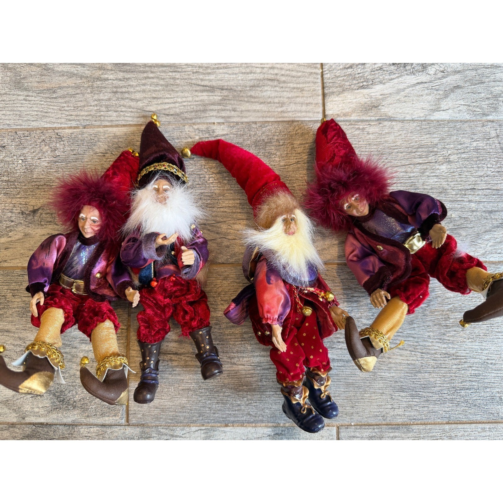 Elf Gnome Figurine 4 pc set Whimsical Christmas Decor Dolls Figures Victorian gallery