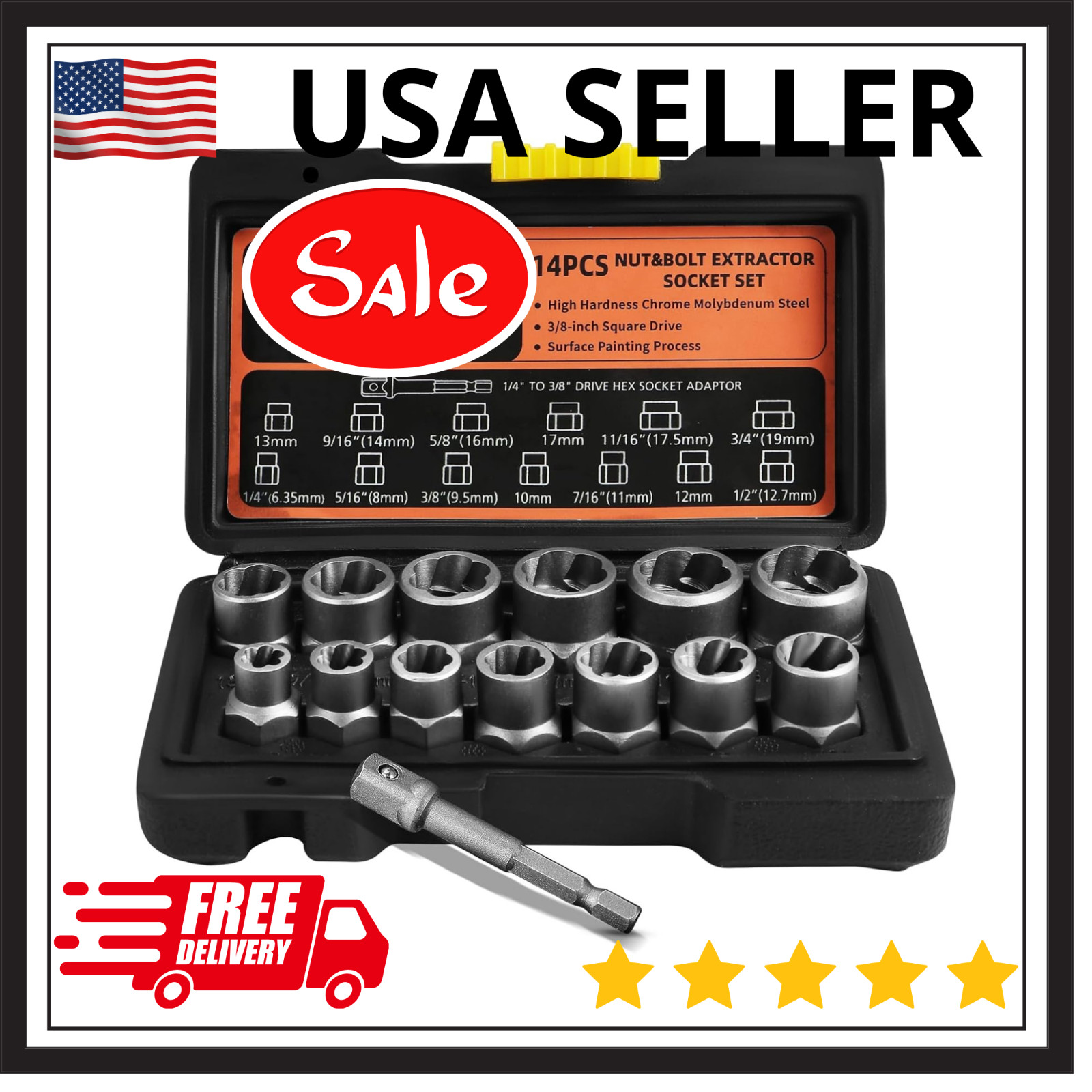 Bolt Extractor Set 14-Piece Stripped Bolt Extractor Socket Set with Storage Case gallery