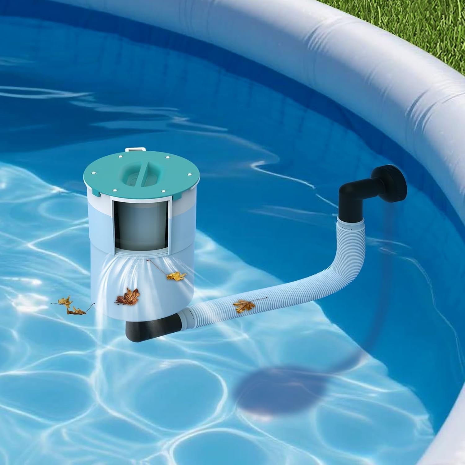 Automatic Surface Pool Skimmer - Floating Debris Catcher for Above Ground Pools gallery