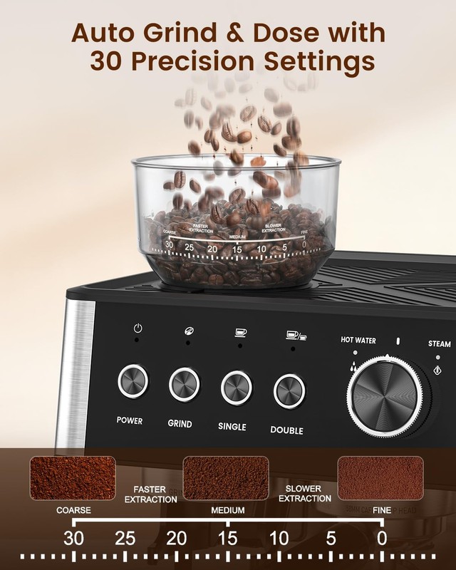 Electactic Espresso Machine with Grinder, 15 Bar Expresso Coffee Machines gallery