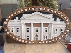 White House Intarsia Pattern – COMPLETED 4.11 pounds, 23-1/2” wide wall art