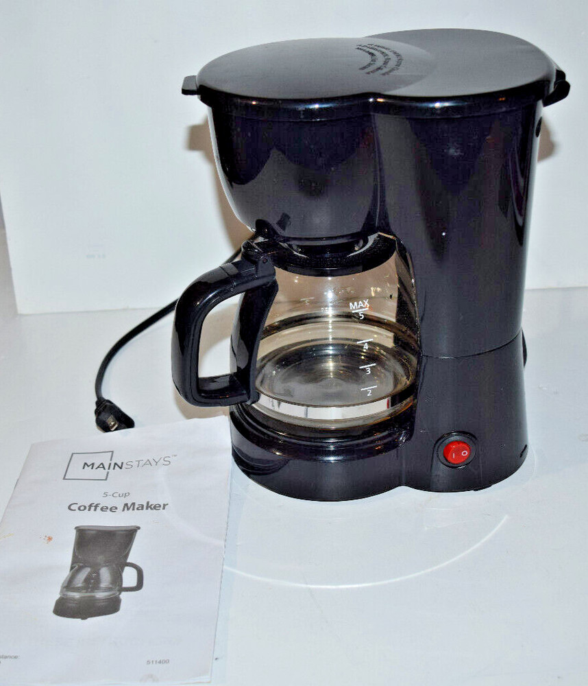 5 Cup Auto keep Warm Function Coffee Maker With Removable Filter Basket, Black