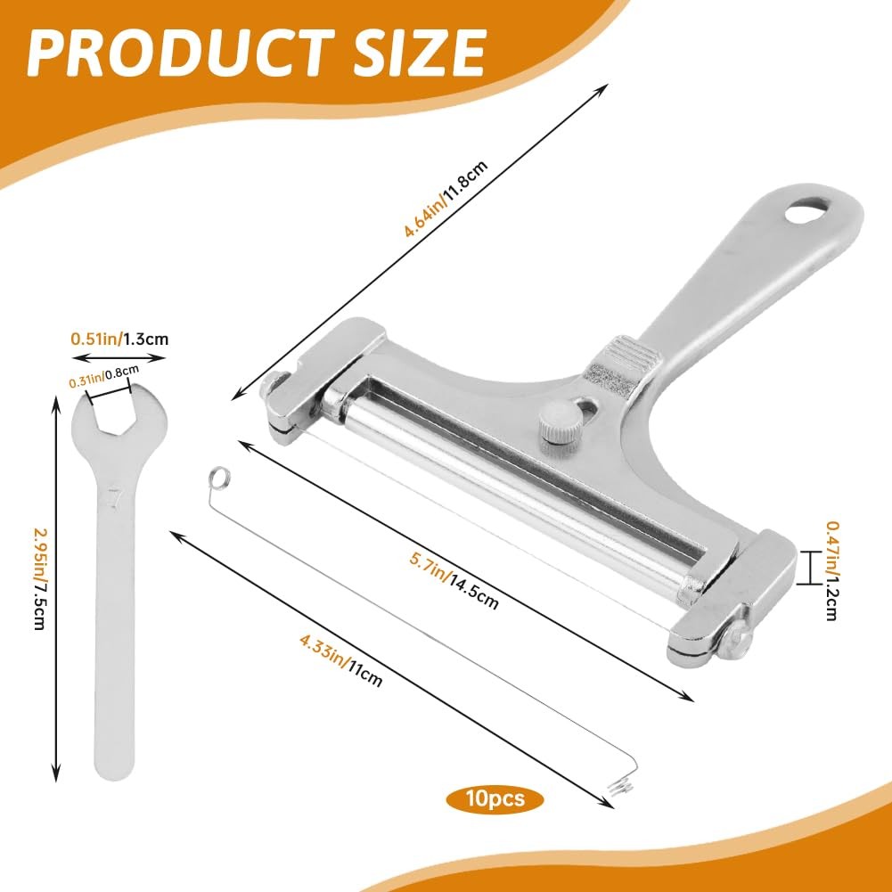 Stainless Steel Wire Cheese Slicer With 10 Extra Wires and Wrench, Adjustable... gallery