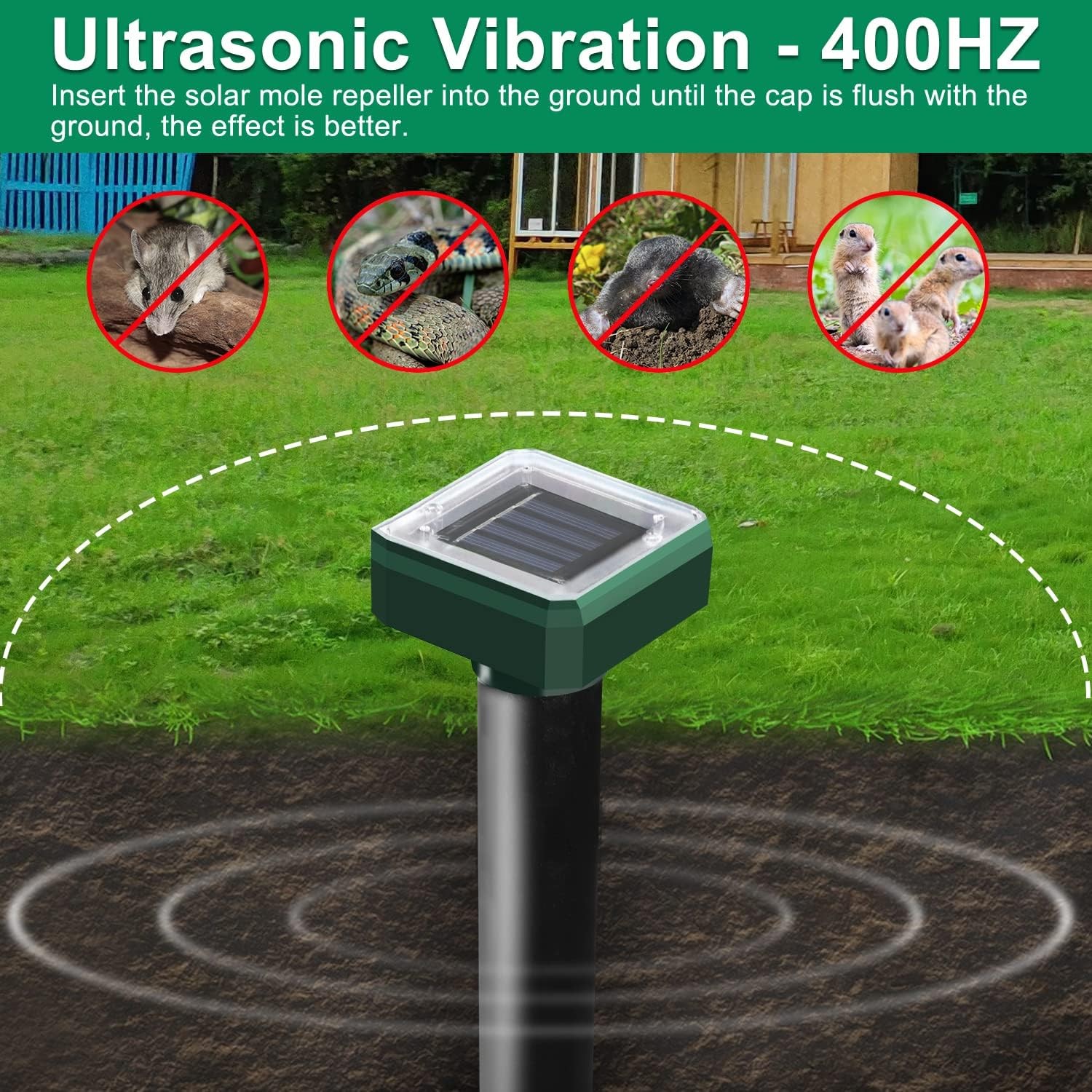 6 Pack Solar Ultrasonic Pest Repeller Mole Vole Snake Gopher Deterrent Garden gallery