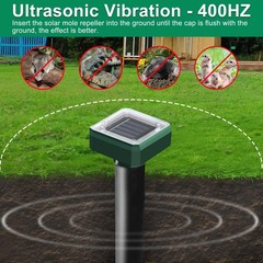 6 Pack Solar Ultrasonic Pest Repeller Mole Vole Snake Gopher Deterrent Garden