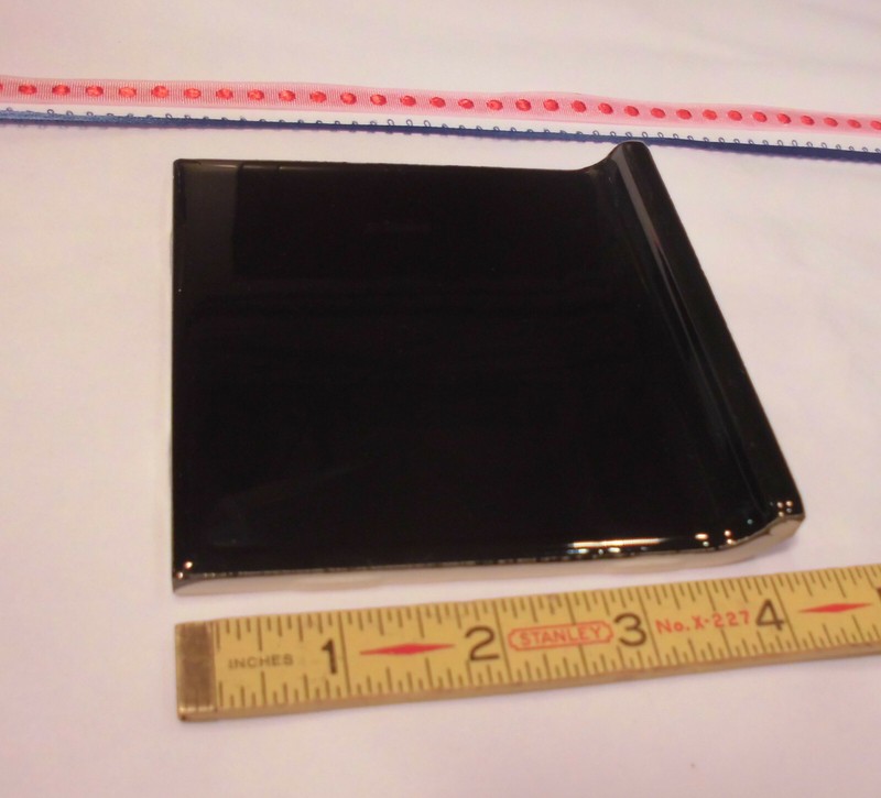 1 pc. *Glossy Black* stack-on base/cove Ceramic Tile; 4-1/4" X 4-1/4" NEW STOCK gallery