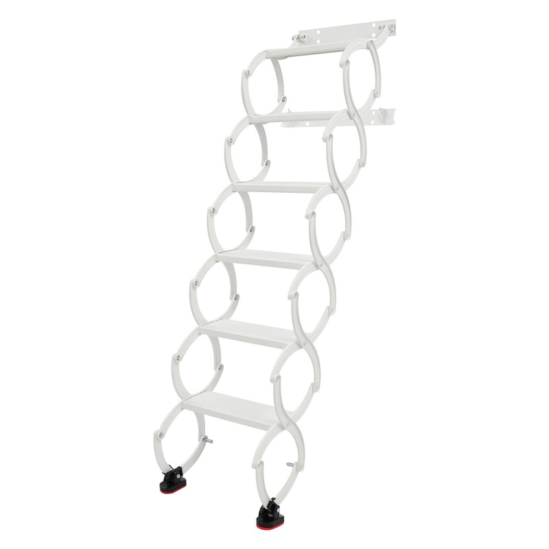 Attic Loft Pull Down Ladder 6 Step Wall Mounted Folding Loft Ladder Stairs White gallery