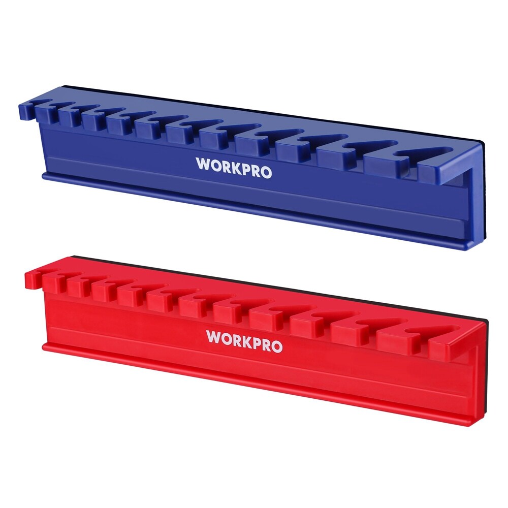WORKPRO 2PC Magnetic Wrench Organizer Wrench Rack Tool Tray 24Slot Wrench Holder gallery